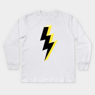Electric Yellow and Black Lightning Kids Long Sleeve T-Shirt